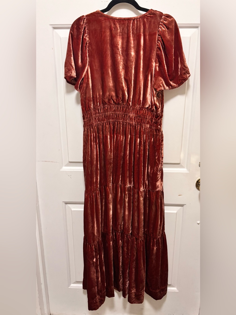 Anthropologie The Sumerset Velvet Edition Tiered Smock Auburn Size M - Picture 3 of 6